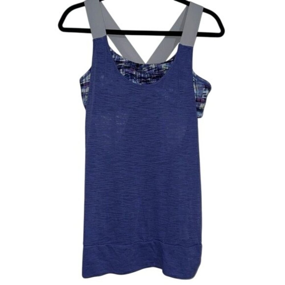 Cynthia Rowley Purple Tank Top With Built-In Bra & Gray Straps Womens Medium